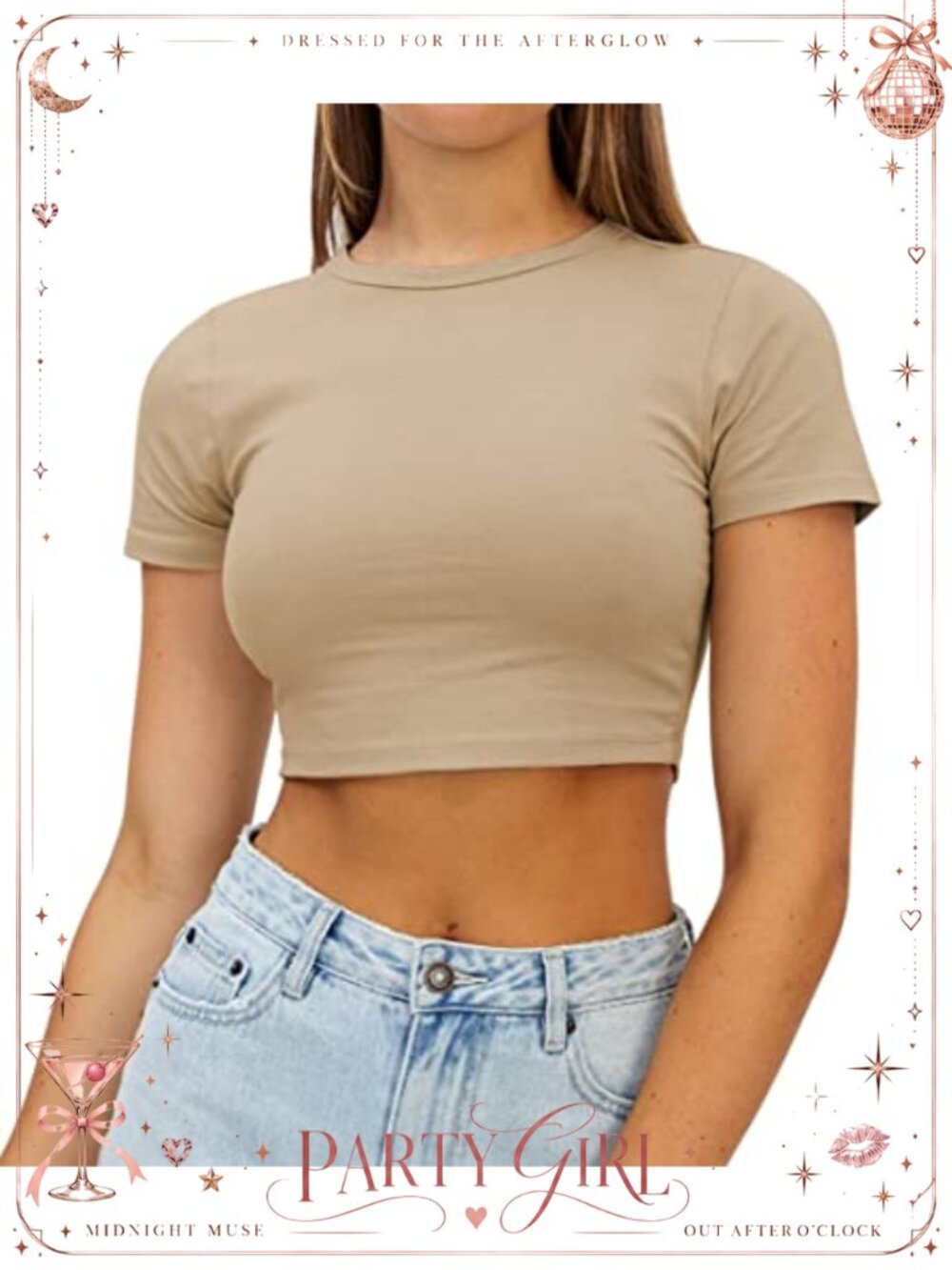Women's Crop Tee Short Sleeve Crewneck Summer Workout Gym Top